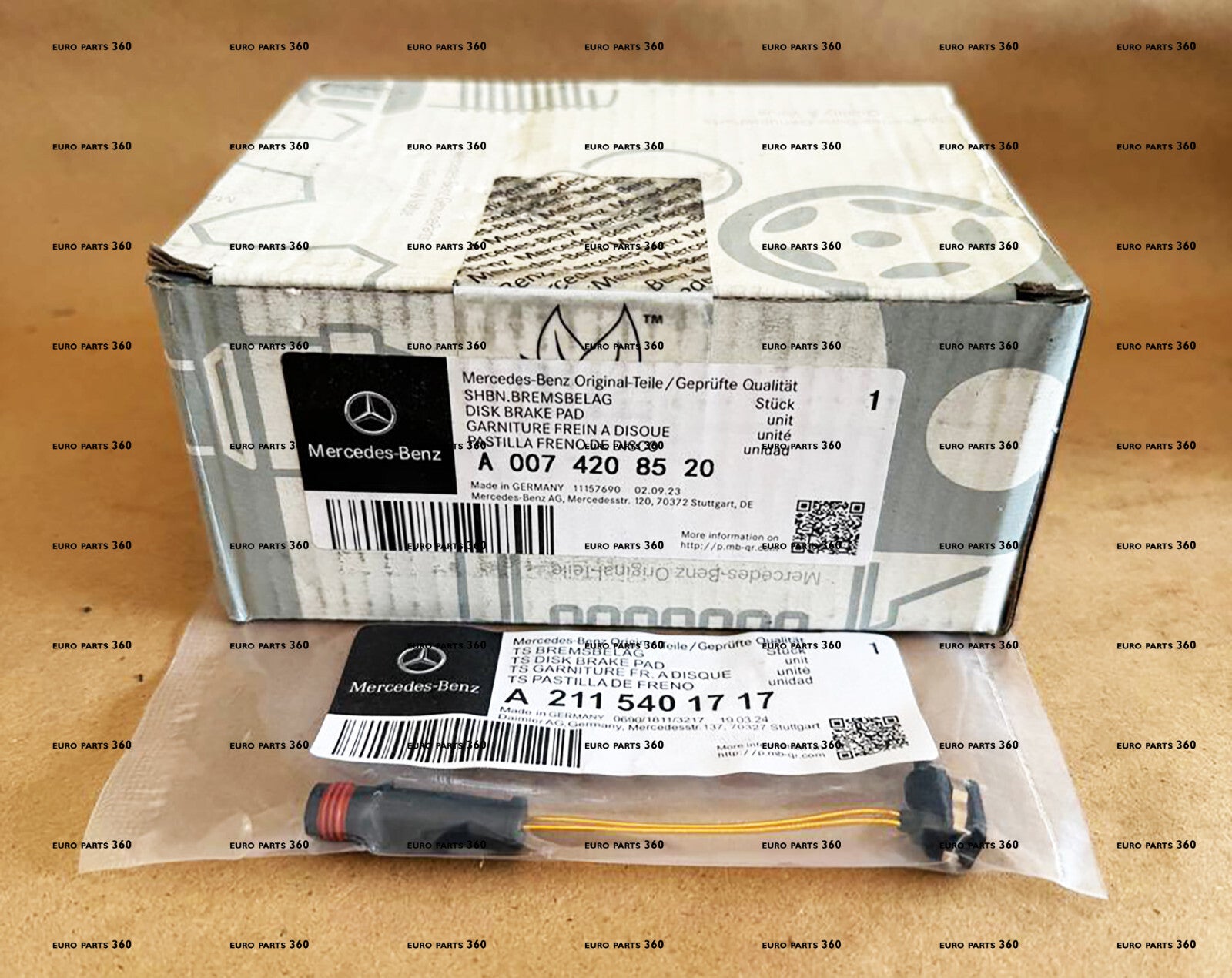 MERCEDES BENZ C300 C350 E250 SLC300 SLK250 SLK300 REAR BRAKE PADS WITH SENSORS