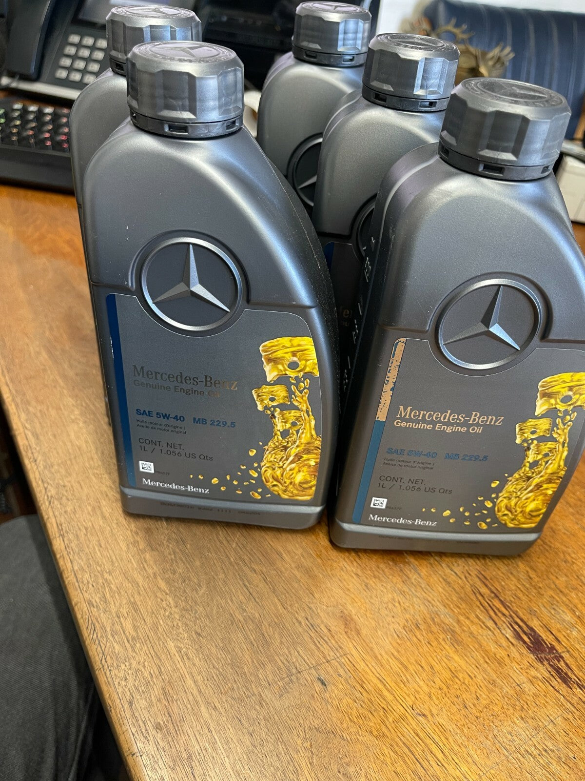 5X Genuine Mercedes Engine Oil 5W-40 Synthetic 1L 1.056 Quart 229.5 Certified
