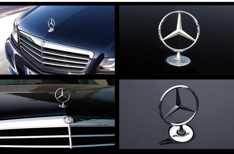 Silver Front Hood Ornament Mounted Star Emblem For Mercedes Benz C E S AMG NEW