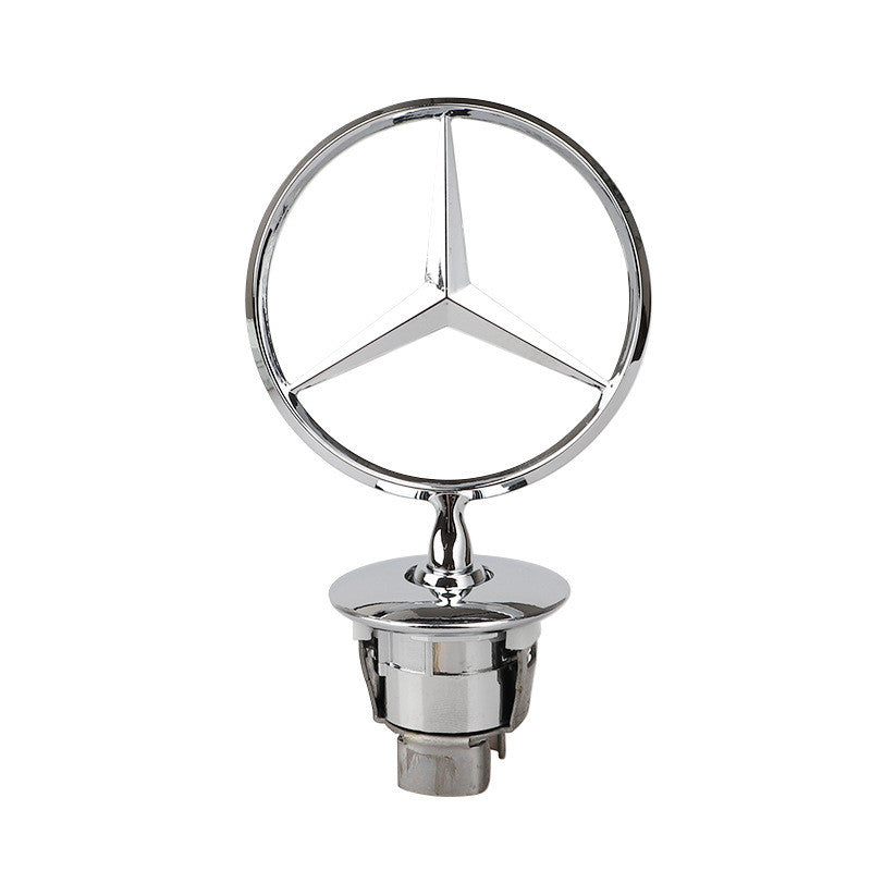 Silver Front Hood Ornament Mounted Star Emblem For Mercedes Benz C E S AMG NEW