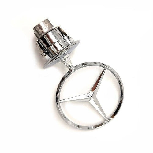 Silver Front Hood Ornament Mounted Star Emblem For Mercedes Benz C E S AMG NEW
