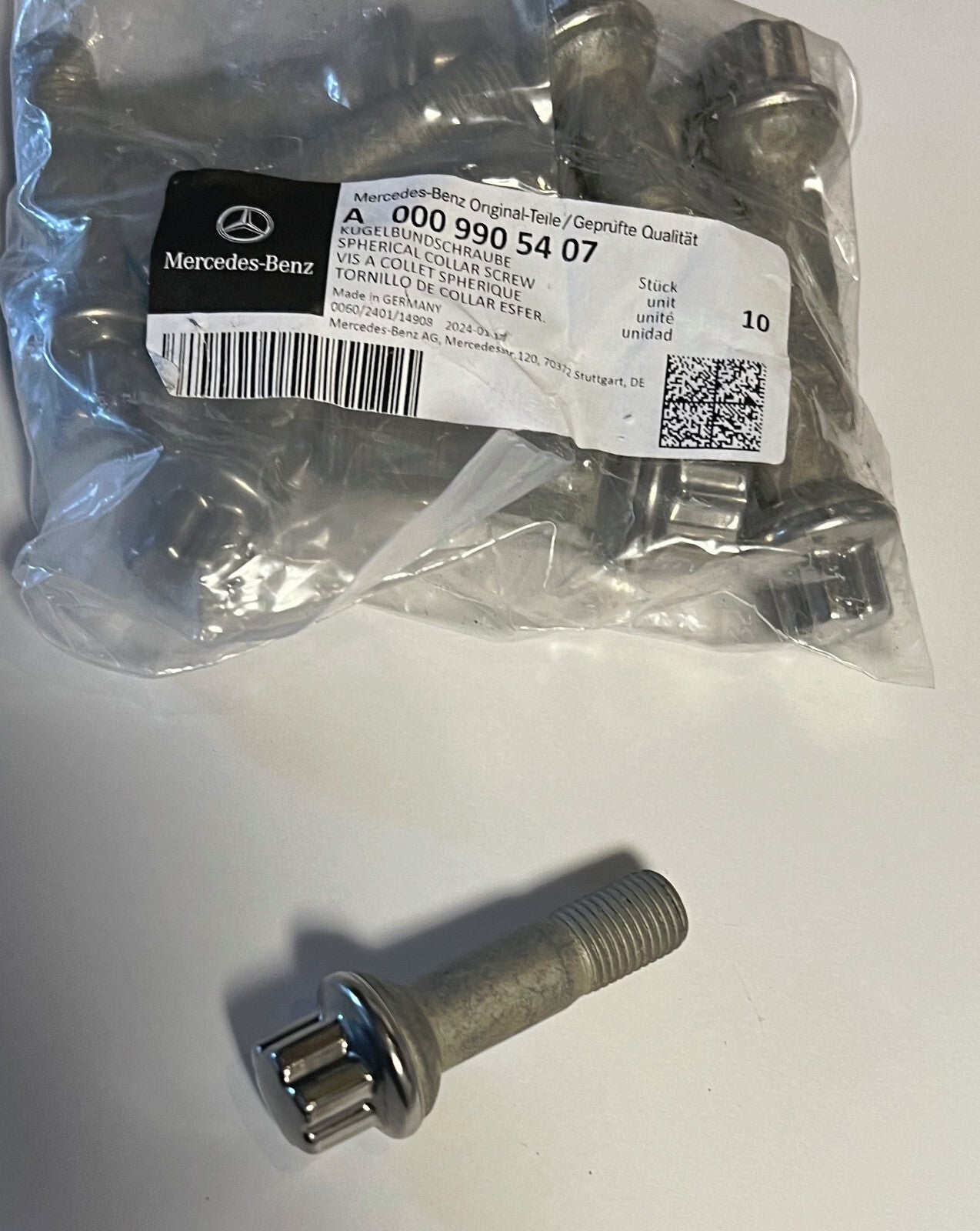 Set of 10 Genuine Mercedes-Benz Wheel Bolts OEM# A0009905407 Made in Germany