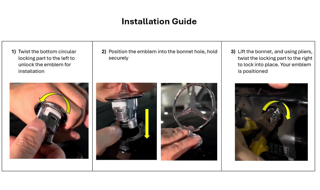 Silver Front Hood Ornament Mounted Star Emblem For Mercedes Benz C E S AMG NEW