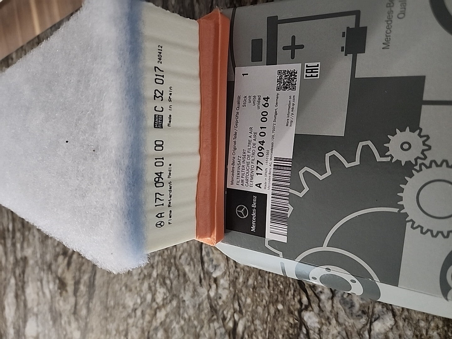 Mercedes-Benz Genuine OEM AMG Right Side Air Filter